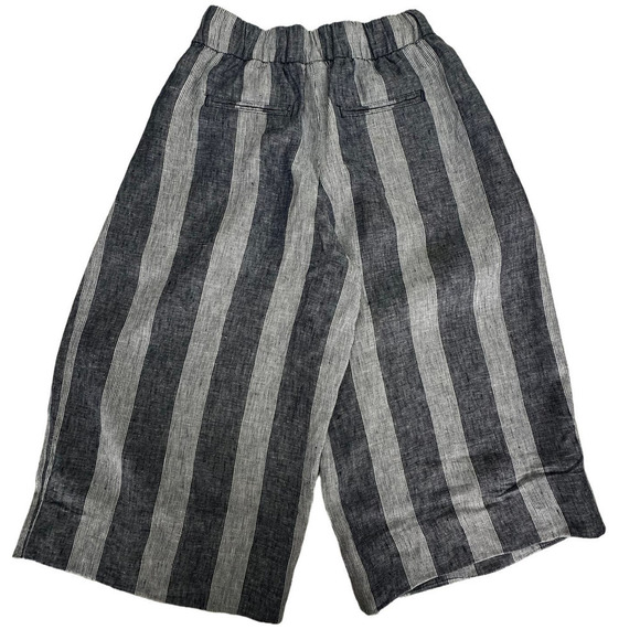 GAP White/Blue Striped Pleated Capri Palazzo Pants- 2 - Picture 2 of 7